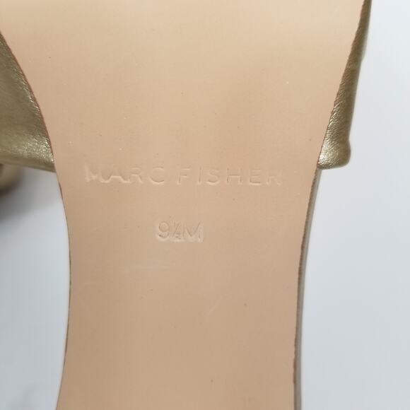 Marc Fisher NWOB Daliot Gold Metallic Square Toe Heels Sandals Size 9.5 - Picture 9 of 9